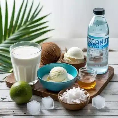 organize all Ingredients for coconut milkshake