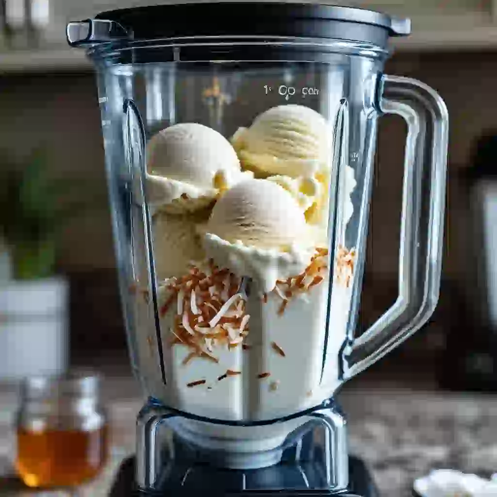 Blending coconut milkshake all Ingredients together