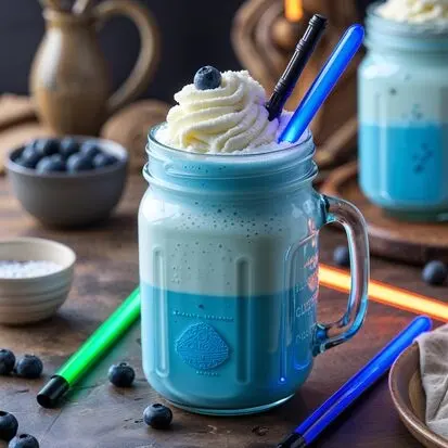 Customizable Star Wars Bantha Milk: Swap blue for green coloring, use vegan/diet-friendly ingredients, and serve with themed jars and lightsaber stirrers for a fun twist.