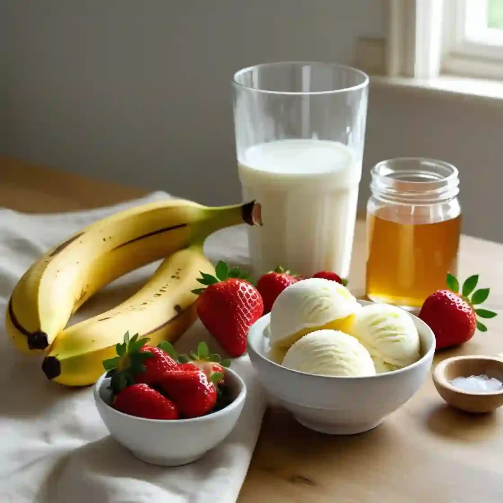 Ingredients of Strawberry Banana Milkshake