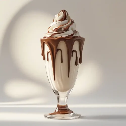 A creamy Nutella milkshake adorned with chocolate drizzle, inviting indulgence in a treat.